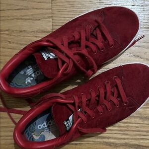 Adidas Men's Bold Red Suede Sneakers